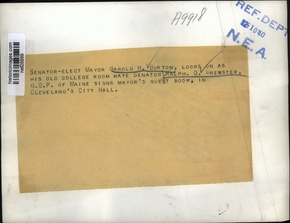 1940 Press Photo Senator Elect Mayor Harold Burton & Sen Ralph Brewster