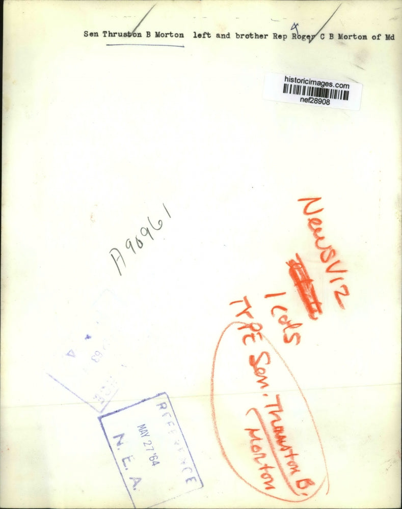 1964 Press Photo Brothers Senator Thruston B Morton & Rep Roger Morton of MD