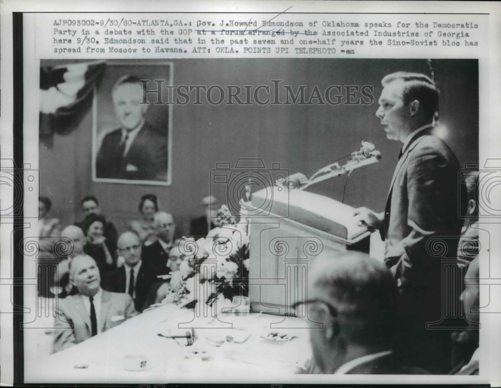 1960 Press Photo Governor Howard Edmondson of Oklahoma at Associated Industries