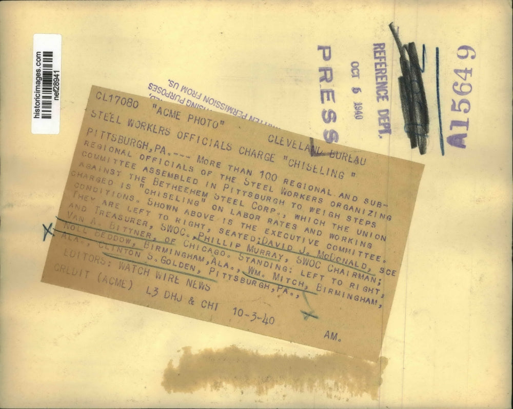 1940 Press Photo Steel Workers Organizing Committee Officials Meet in Pittsburgh