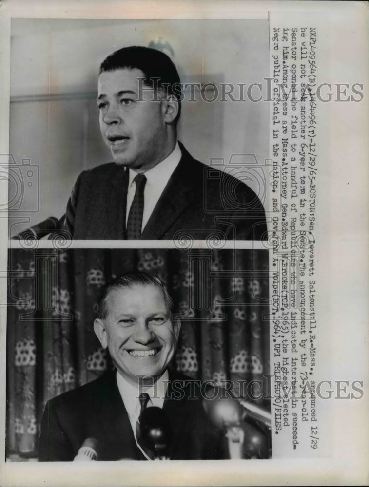 1965 Press Photo Senator Leverett Saltonstall & Attorney General Edward Brooke