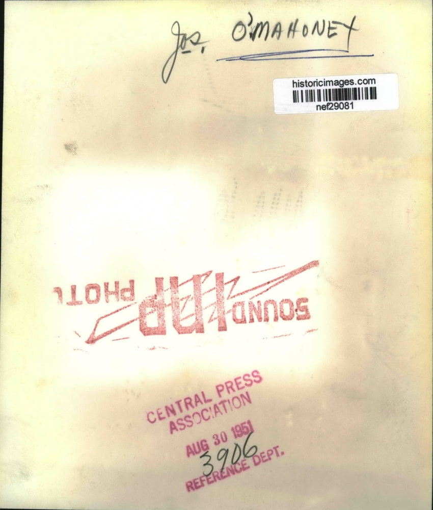 1951 Press Photo Joseph C. Mahoney Smokes Pipe with President Truman Likeness