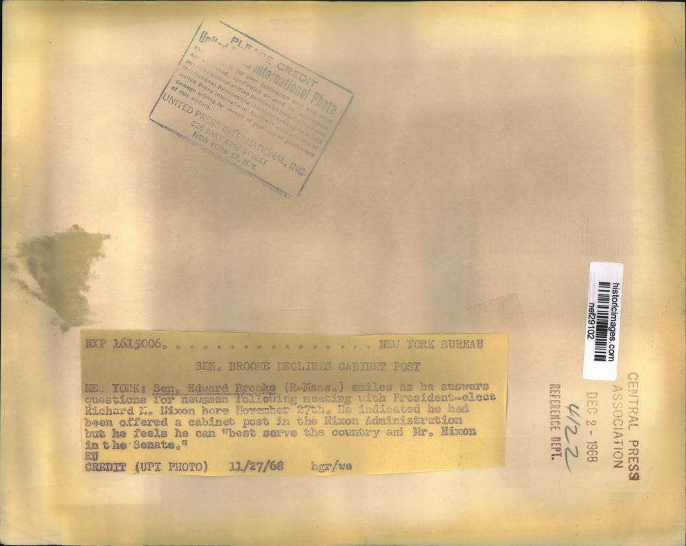 1968 Press Photo Senator Edward Breaks of Massachusetts in Press Conference