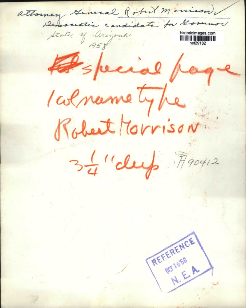 1958 Press Photo Attorney General Robert Morrison - nef29182