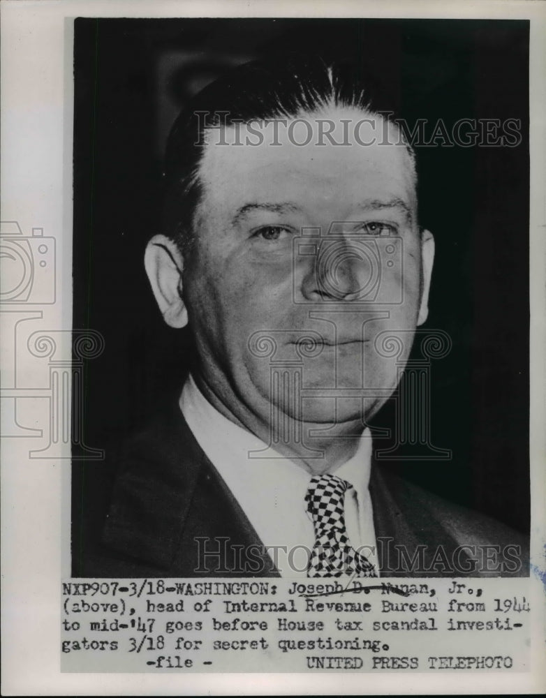 1952 Press Photo Joseph D. Nunan, Jr. at house Tax Scandal Investigation in D.C.