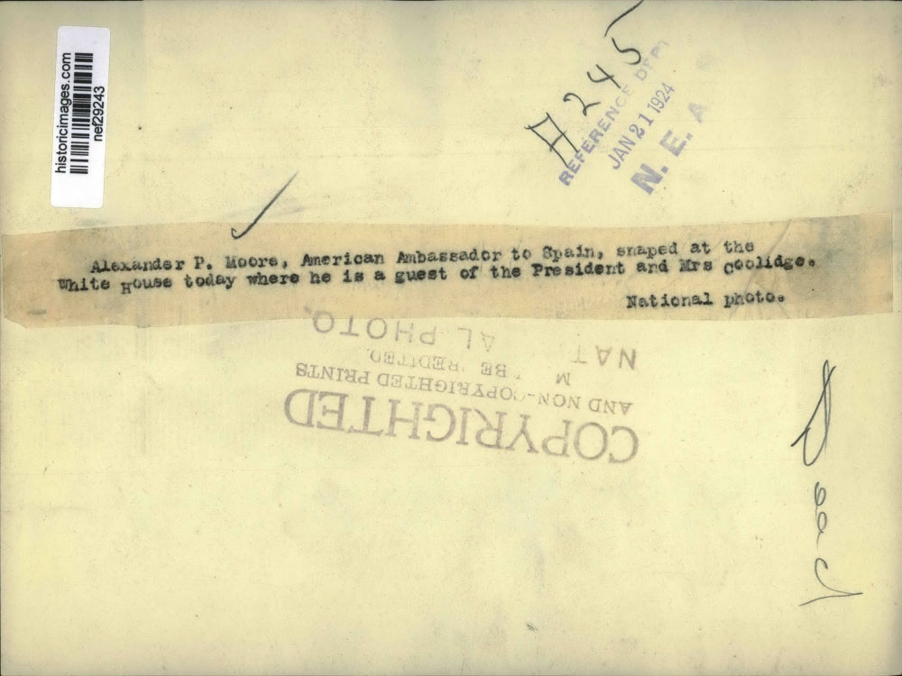 1924 Press Photo Alexander P. Moore at White House - nef29243
