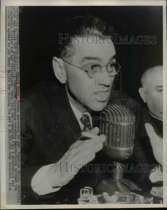 1948 Press Photo Edward Terry Testifies in Senate War Investigating Committee