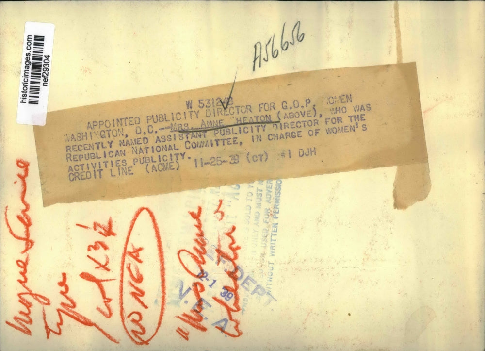 1939 Press Photo Anne Wheaton Appointed Publicity Director for GOP Women