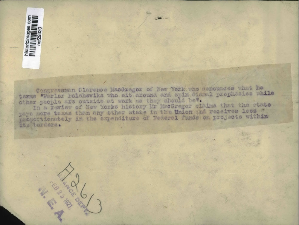 1921 Press Photo Congressman Clarence MacGregor - nef29320