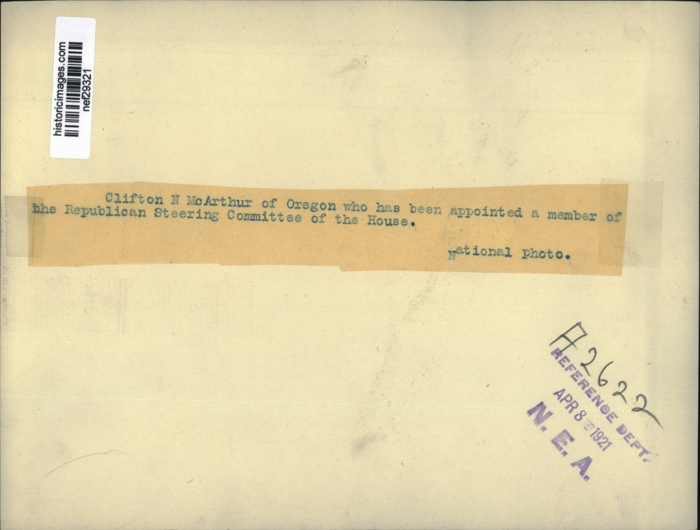 1921 Press Photo Clifton McArthur of Oregon Appointed into Steering Committee