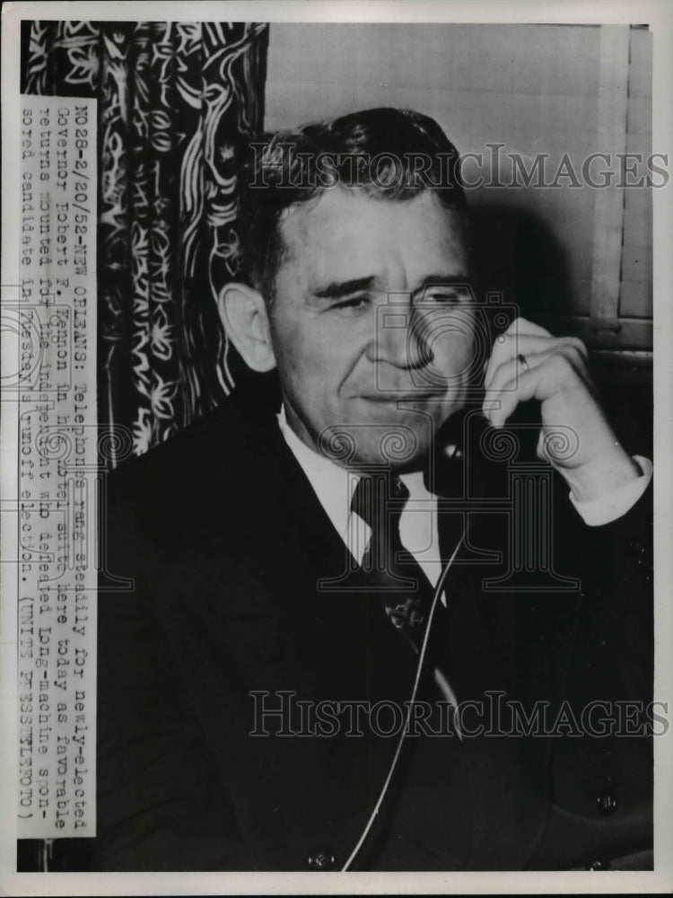 Load image into Gallery viewer, 1952 Press Photo Robert Kennon Newly-Elected Governor of Louisiana on Telephone

