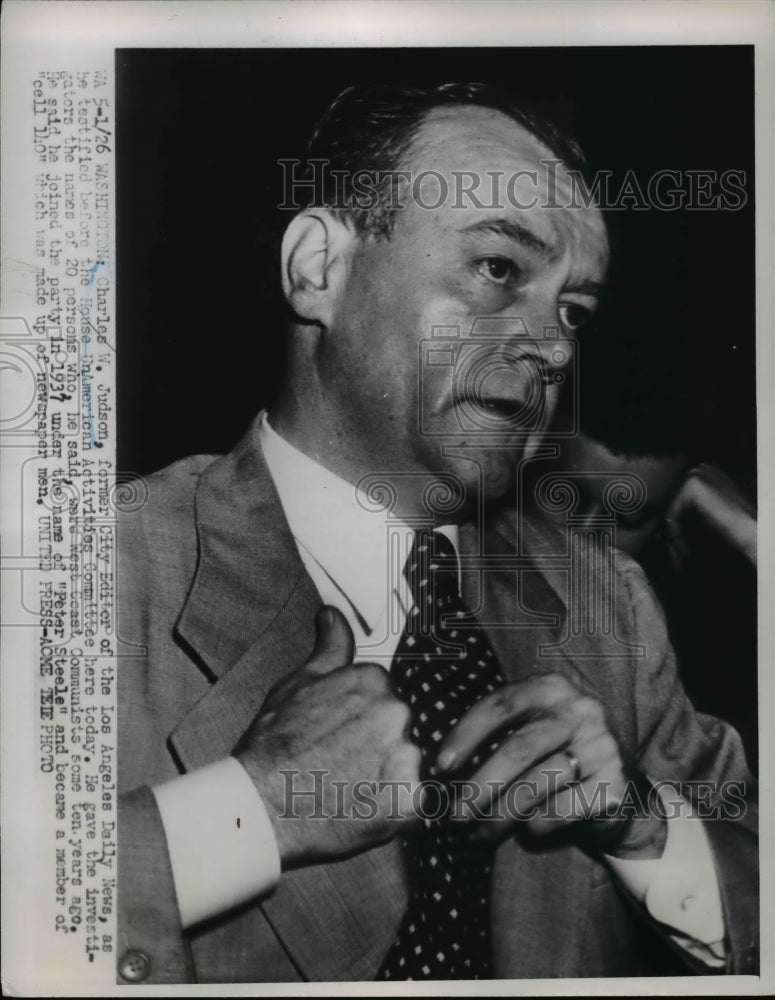 1952 Press Photo Charles Judson Testifies in House of UnAmerican Activities