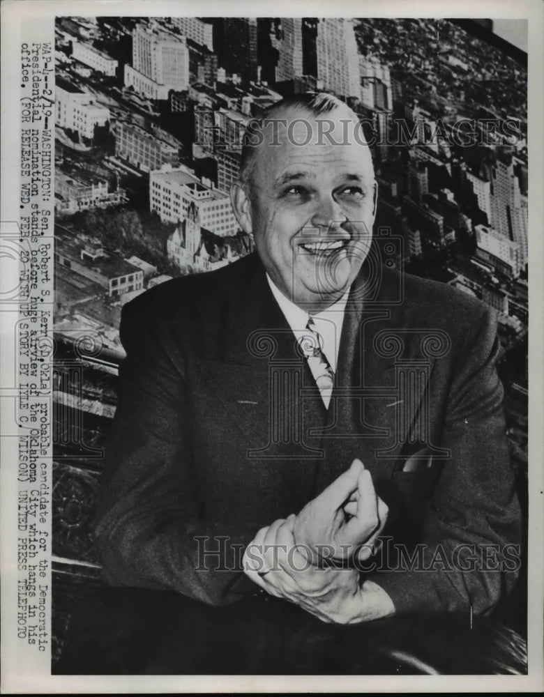 1952 Press Photo Senator Robert Kerr at Oklahoma city Airview - nef29340