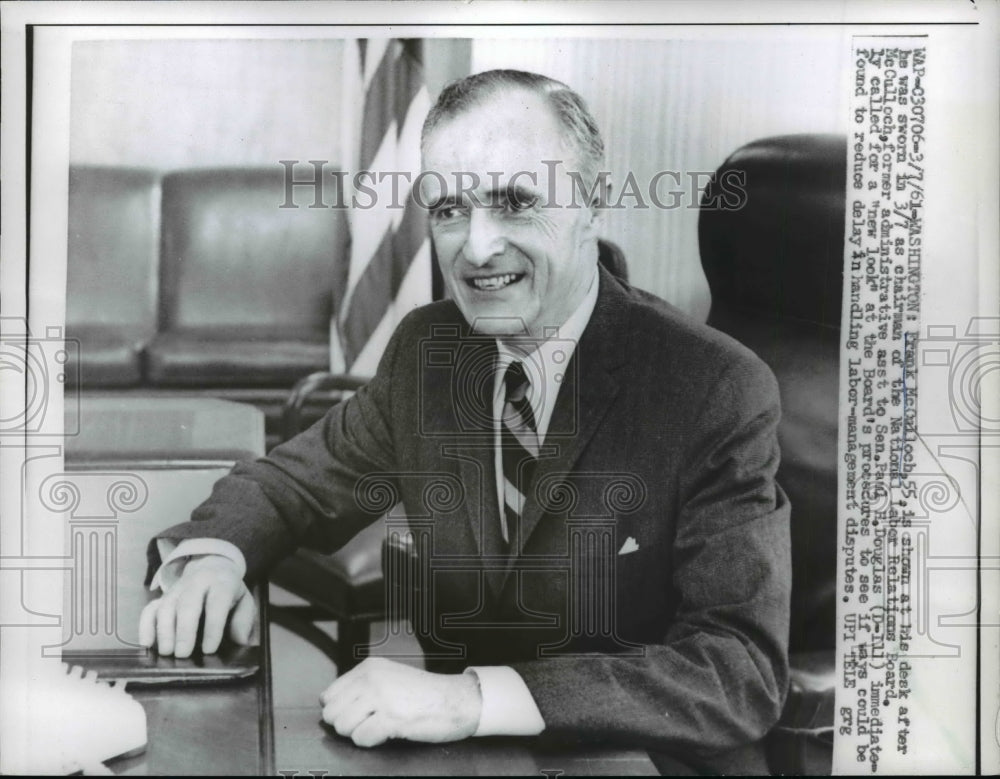 1961 Press Photo Frank McCullough at His Desk, Washington, D.C. - nef29506