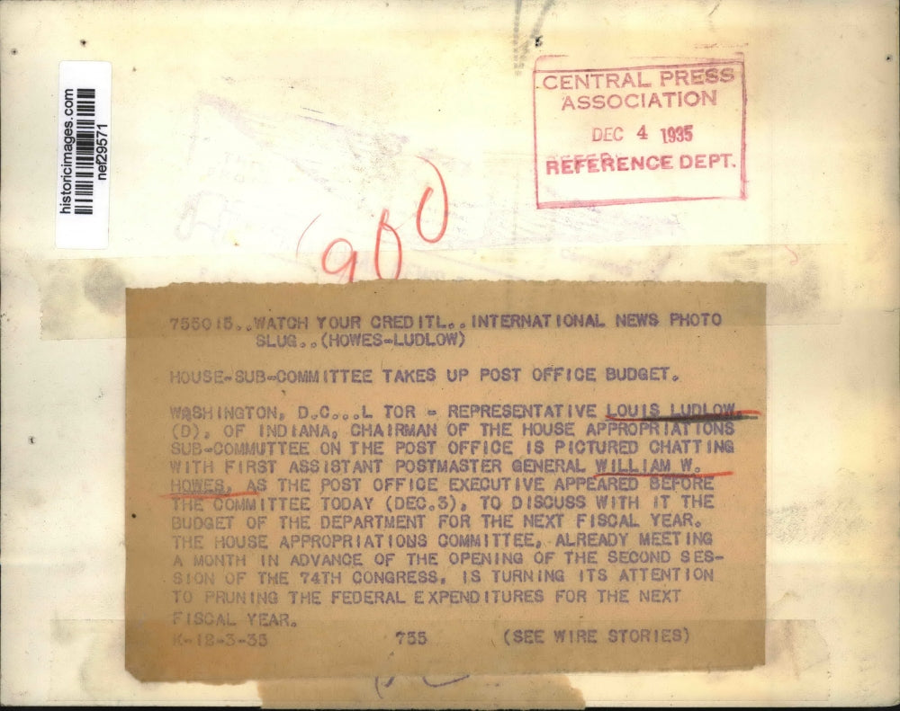 1935 Press Photo Louis Ludlow, William W. Howes in Washington, D.C. - nef29571