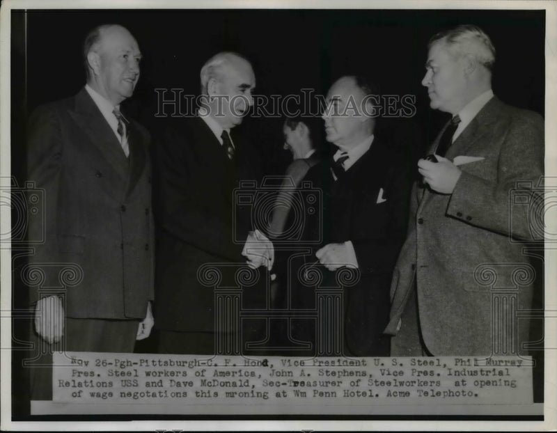 Load image into Gallery viewer, 1951 Press Photo Steel union/Labor Leaders at William Penn Hotel Negotiation
