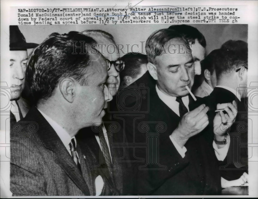 1959 Press Photo Attorneys at Federal Court of Appeals Steel Strike Philadelphia