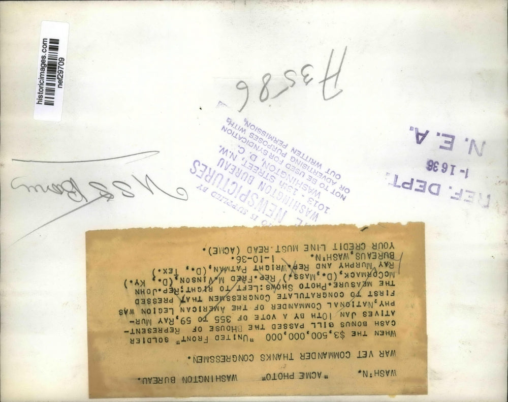 1936 Press Photo House of Representative Members Congratulated for Soldier Bonus