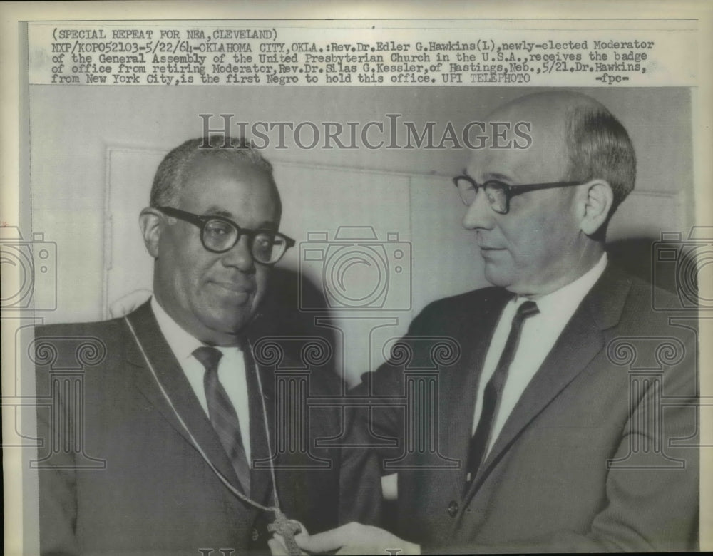 1964 Press Photo Pastor Edler G. Hawkins, Silas G. Kessler in Oklahoma City