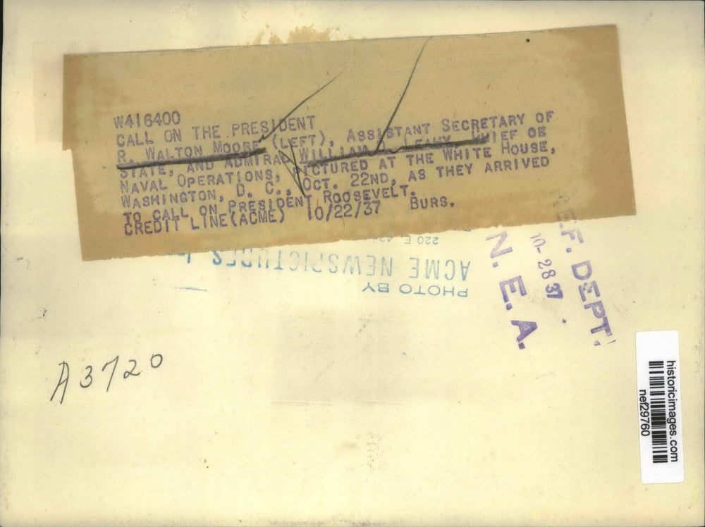 1937 Press Photo R. Walton Moore, William D. Leahy at the White House