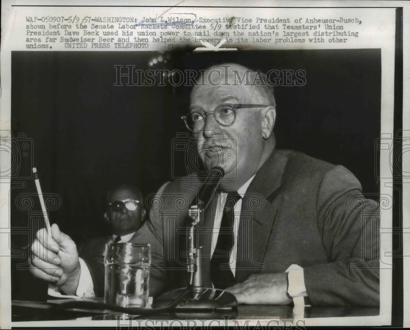 Load image into Gallery viewer, 1957 Press Photo Wilson testifies before the Senate Labor Rackets Committee
