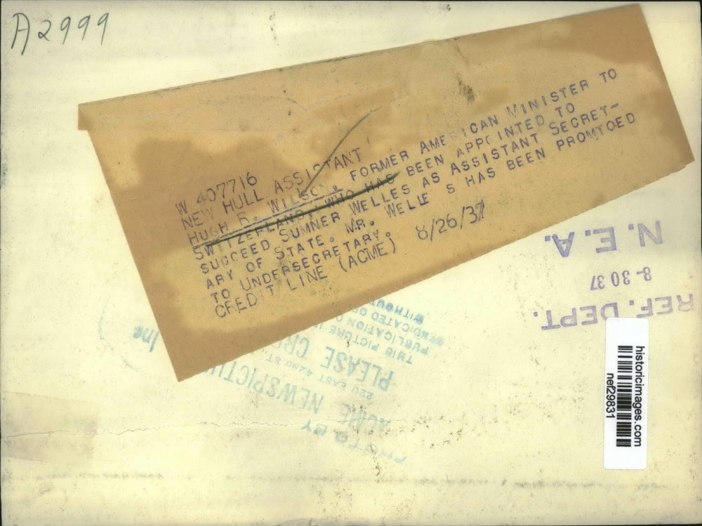 1937 Press Photo Hugh Wilson Appointed Succeeds Sumner Welles as Asst. St. Sec.