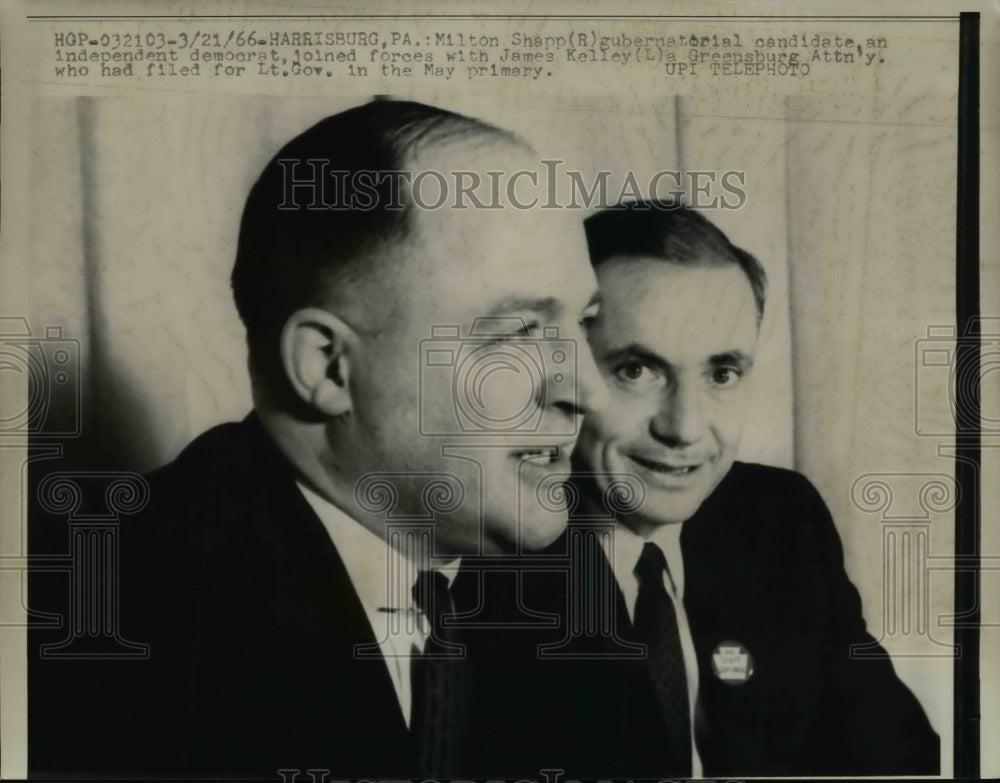 1966 Press Photo Milton Shapp Gubernatorial Candidate Joins Forces With Kelley