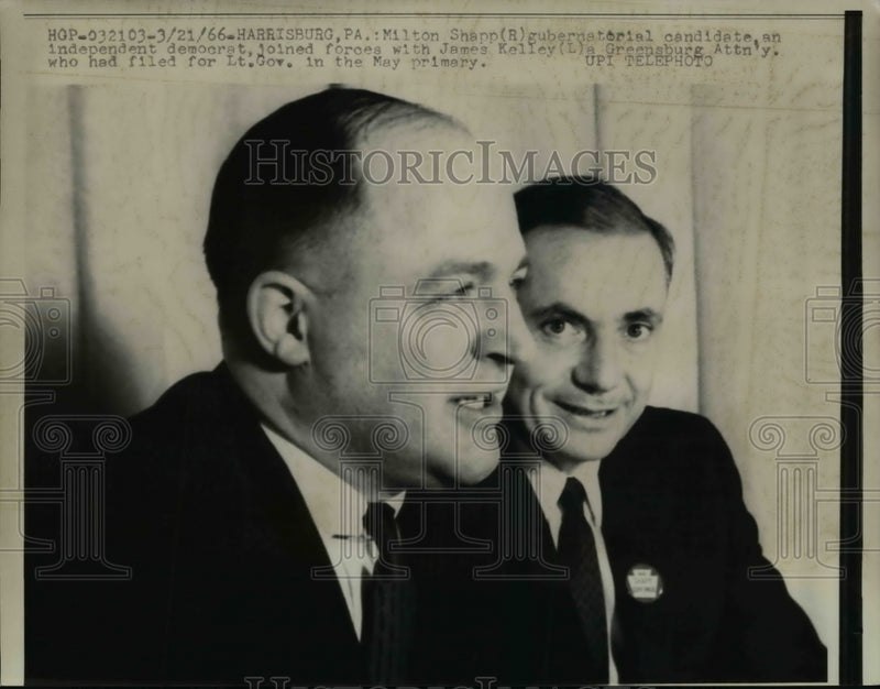 Load image into Gallery viewer, 1966 Press Photo Milton Shapp Gubernatorial Candidate Joins Forces With Kelley
