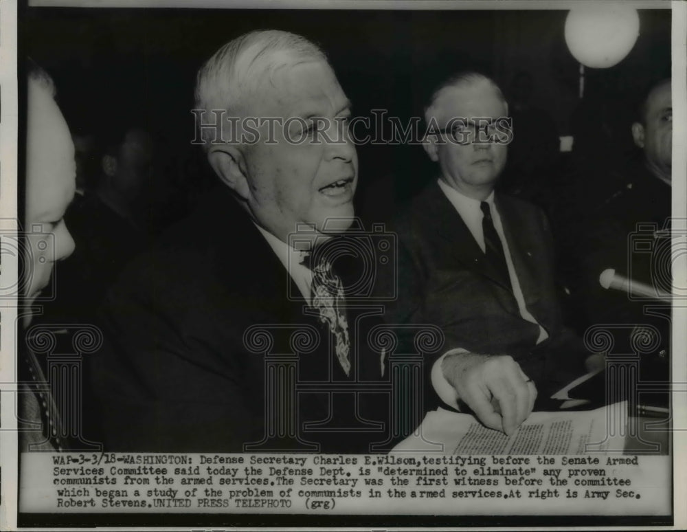 1964 Press Photo Charles Wilson Testifying Said The Defense Dept is Determined