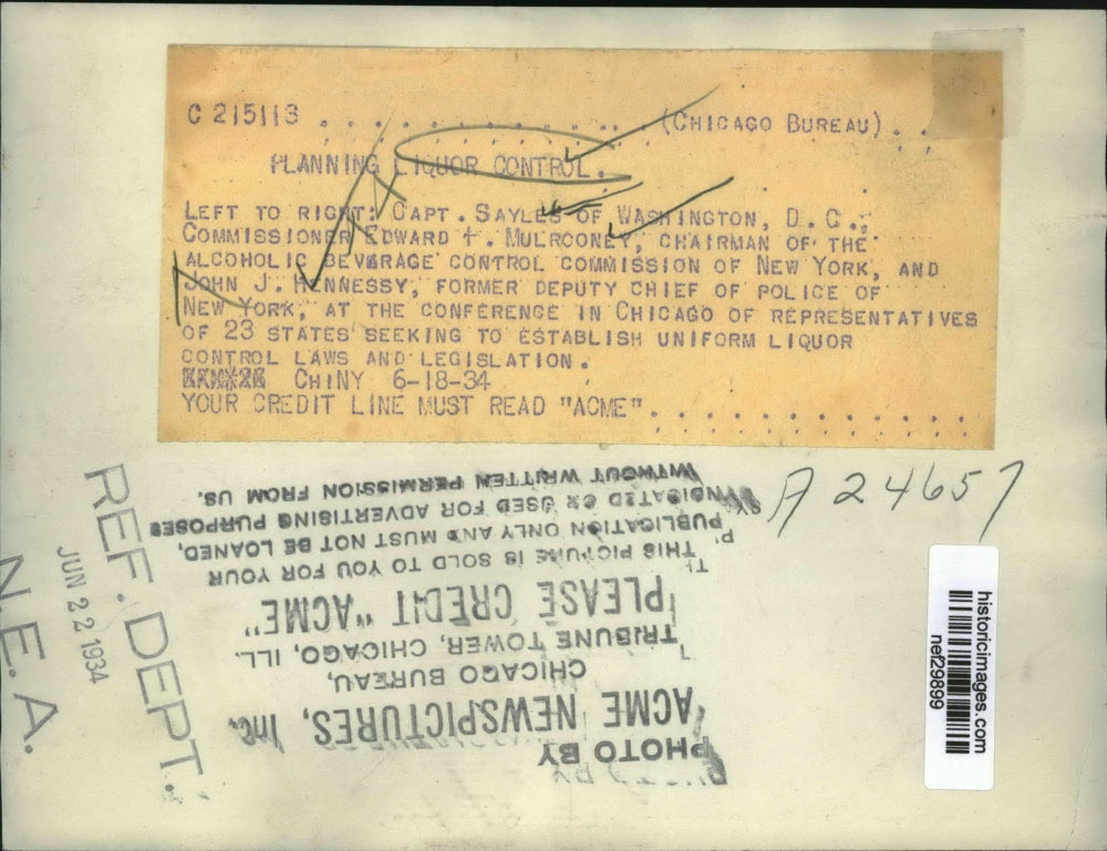 1934 Press Photo Government Officials at Liquor Control Conference, Chicago