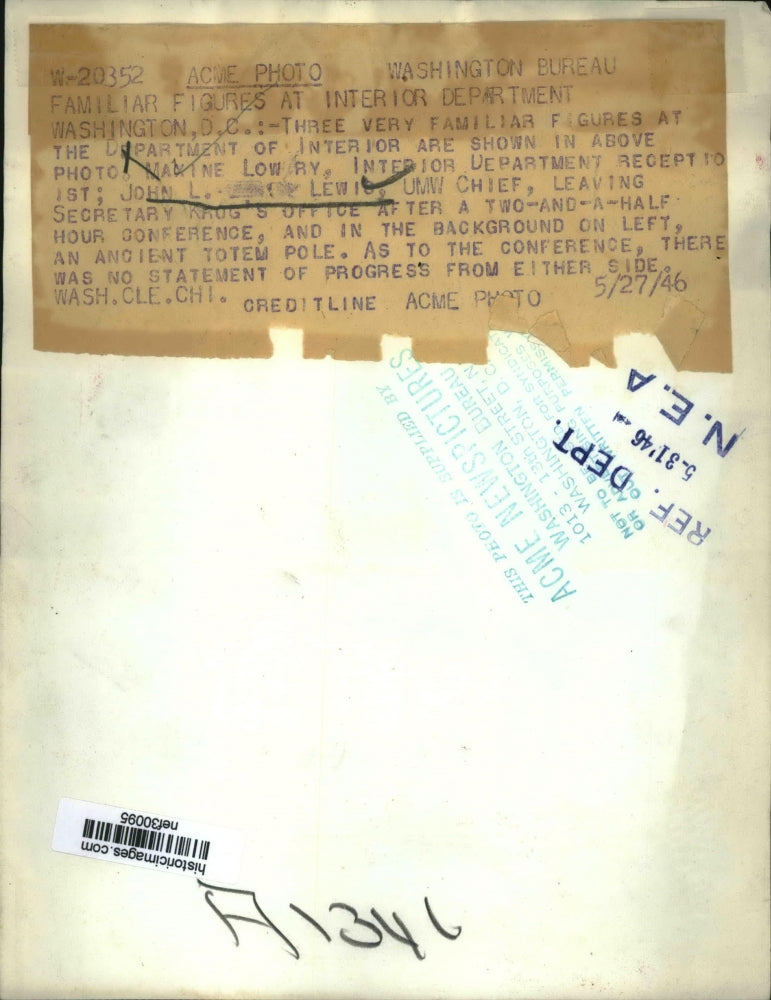 1946 Press Photo Three Very Familiar Figures at Interior Department Reception