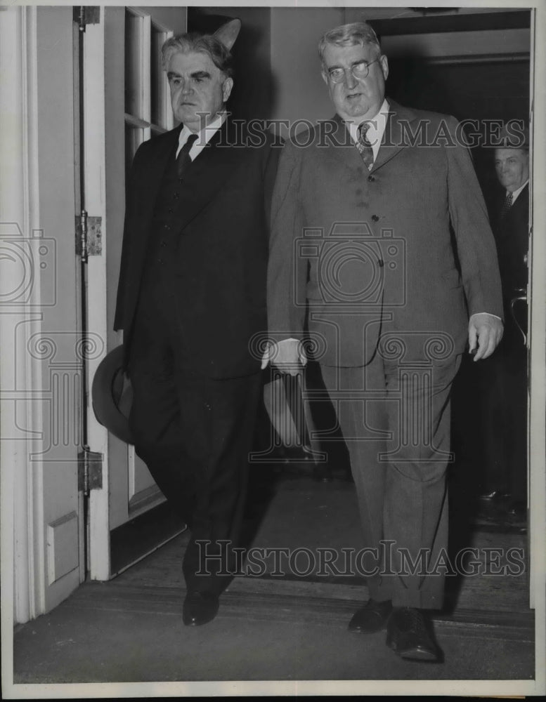 Load image into Gallery viewer, 1946 Press Photo John Lewis &amp; Charles O'Neill Leave White House After Conference
