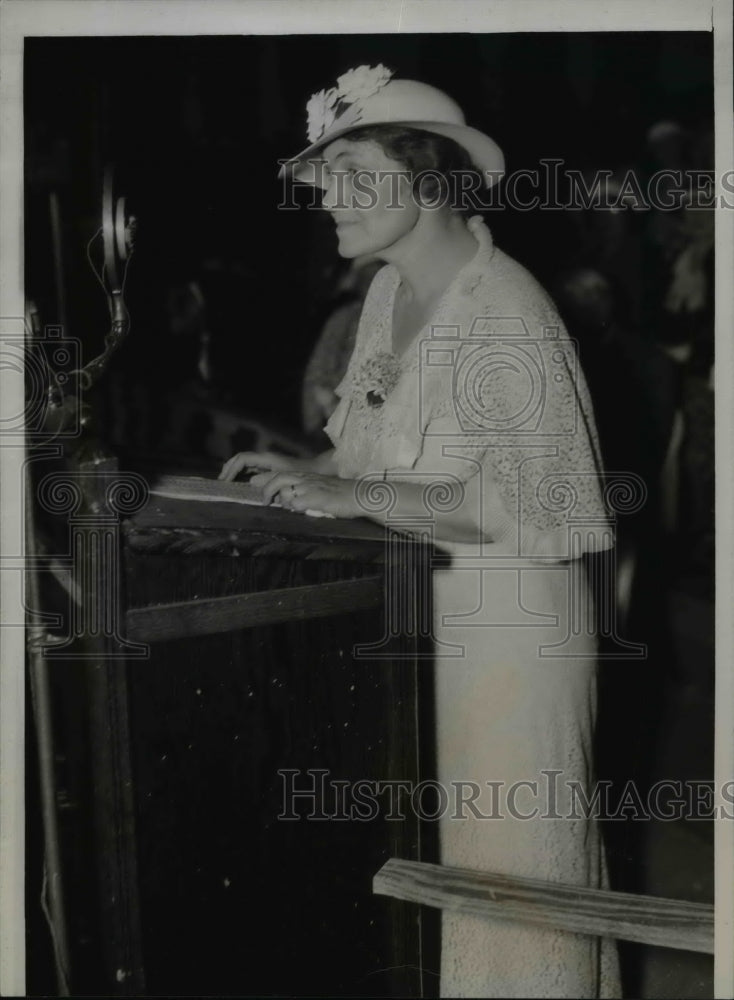 Load image into Gallery viewer, 1935 Press Photo Mrs George Simmons Farmers Wife at Republican Grass Root Meetin
