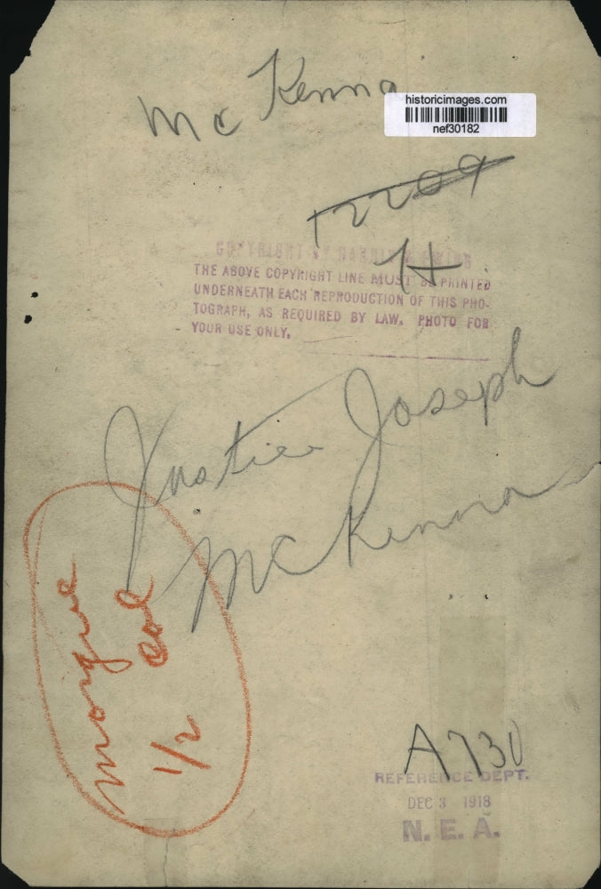 1918 Press Photo Judge Joseph McKinnan - nef30182