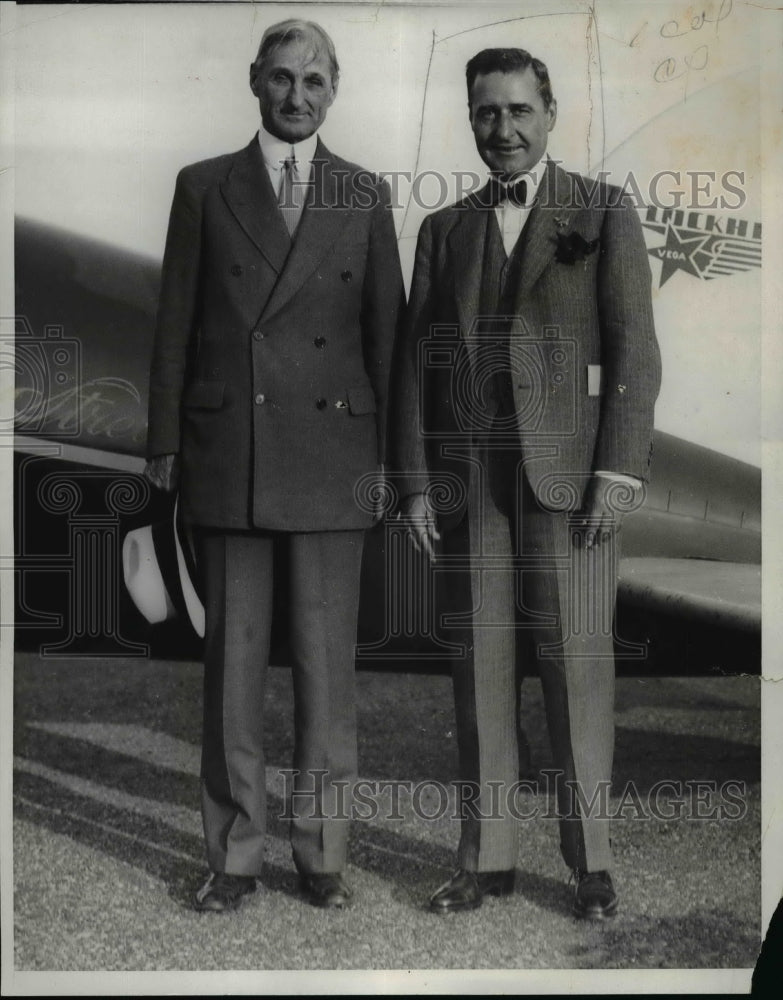 1933 Press Photo William Gibbs McAdoo, R.G. Elbert at Roosevelt Field