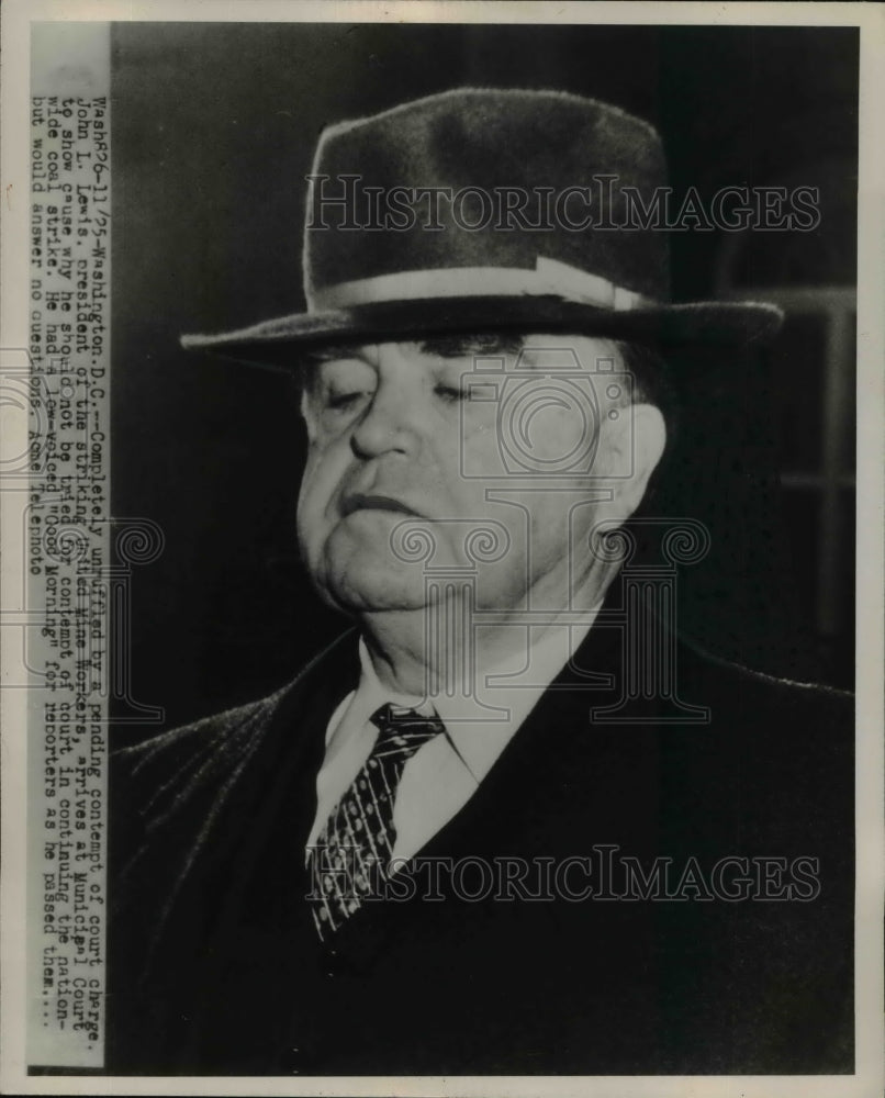 1946 Press Photo John L. Lewis at Municipal Court, Washington, D.C. - nef30228