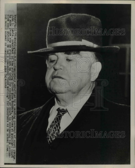 1946 Press Photo John L. Lewis at Municipal Court, Washington, D.C. - nef30228