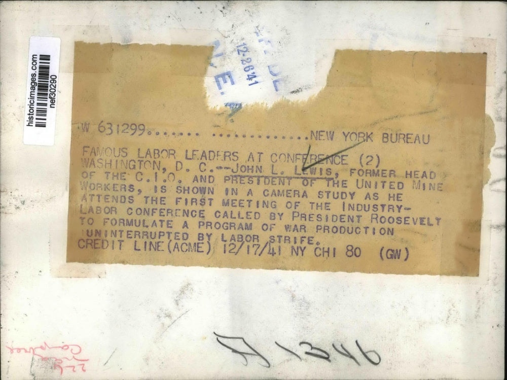 1941 Press Photo John L. Lewis at Industry Labor Conference, Washington, D.C.