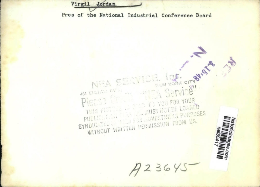 1948 Press Photo Virgil Jordan,Pres of the Natl.Industrial Conference Board