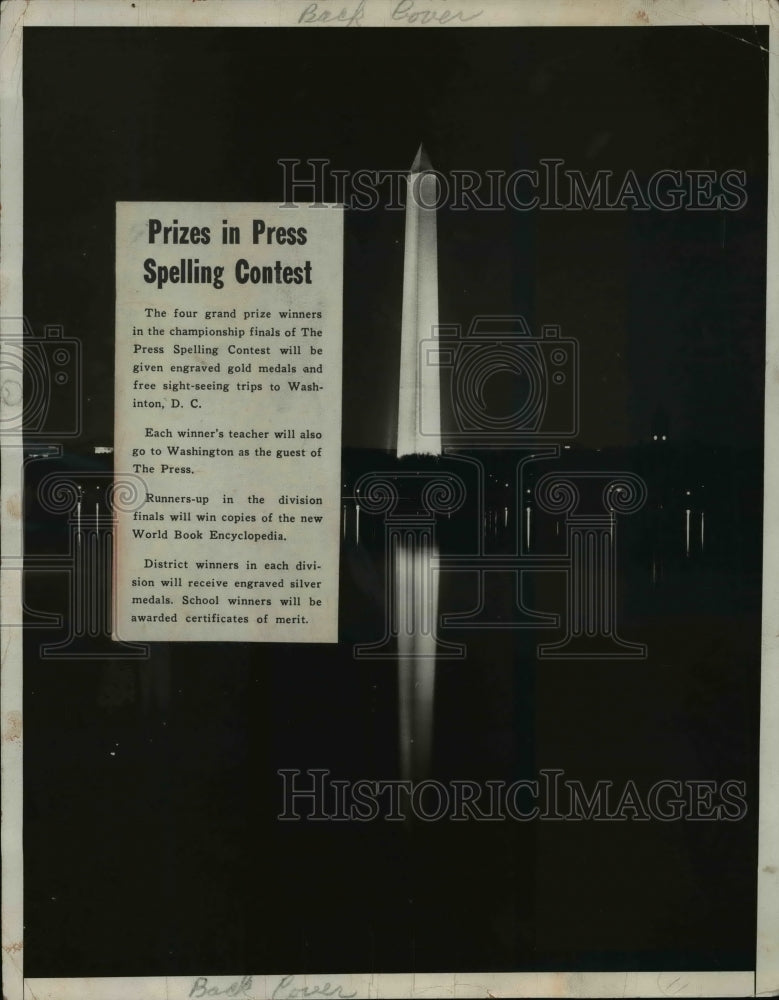 1931 Press Photo Night view of the Washington Monument in the Capital