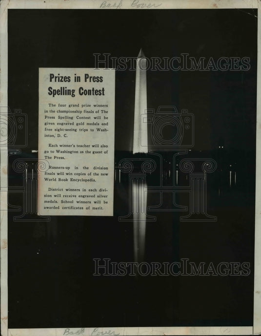 1931 Press Photo Night view of the Washington Monument in the Capital