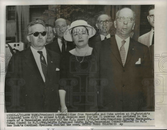 1956 Press Photo Venezuela & Cuba Notables at St. Patrick's Cathedral, New York- Historic Images