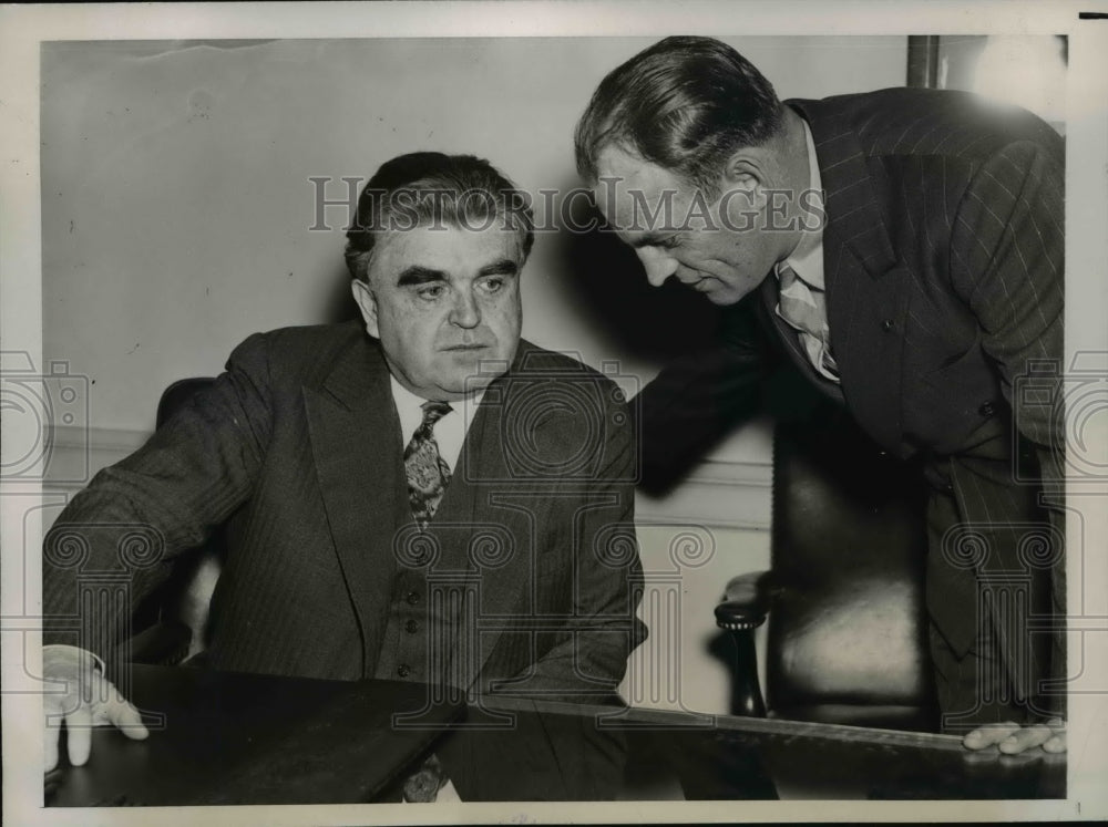 1938 Press Photo John L. Lewis, Joseph Curran, Jr. at CIO conference, Washington