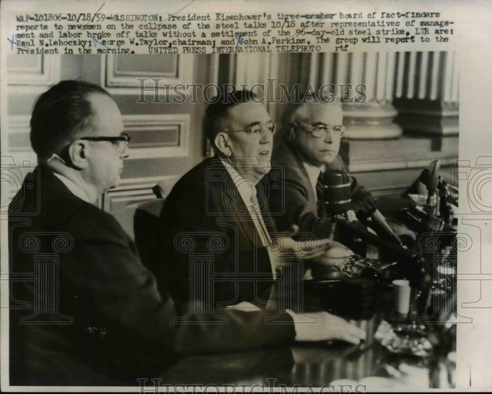 1959 Press Photo President Eisenhower's Three-Member Board of Fact-Finders