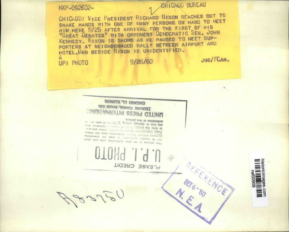 1960 Press Photo Richard Nixon Shaking Hands at Rally in Chicago, Illinois