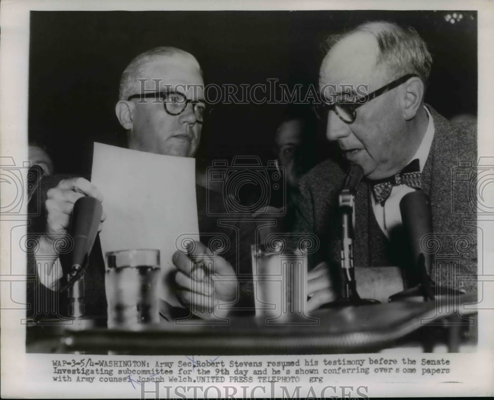 1954 Press Photo Robert Stevenson, joseph Welch at Senate Investigating Hearing- Historic Images