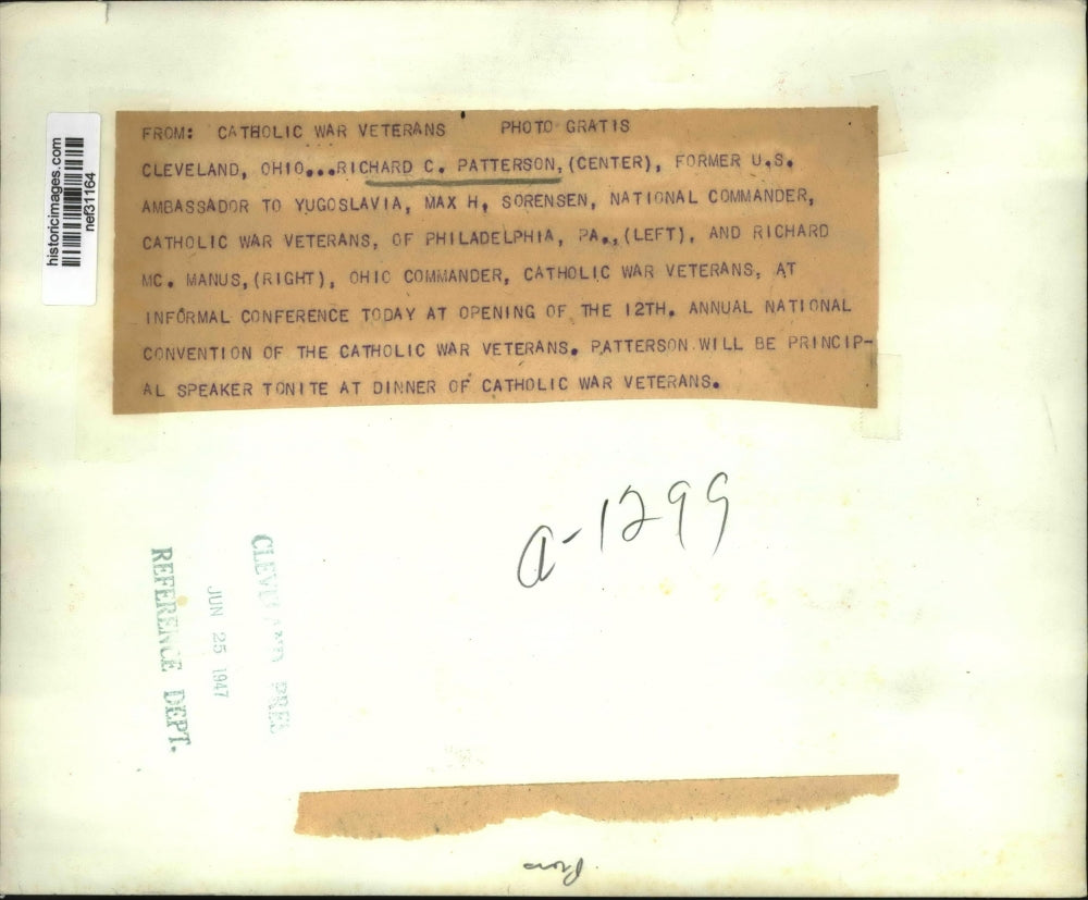 1947 Press Photo Richard C. Patterson and Co. at Informal Con for Catholic Vets