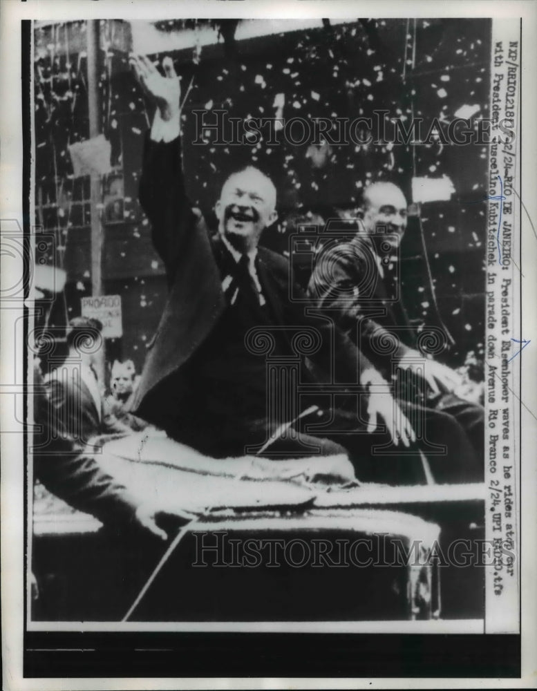 Load image into Gallery viewer, 1924 Press Photo Rio De Janeiro Pres. Eisenhower with Pres. J. Kubitschek

