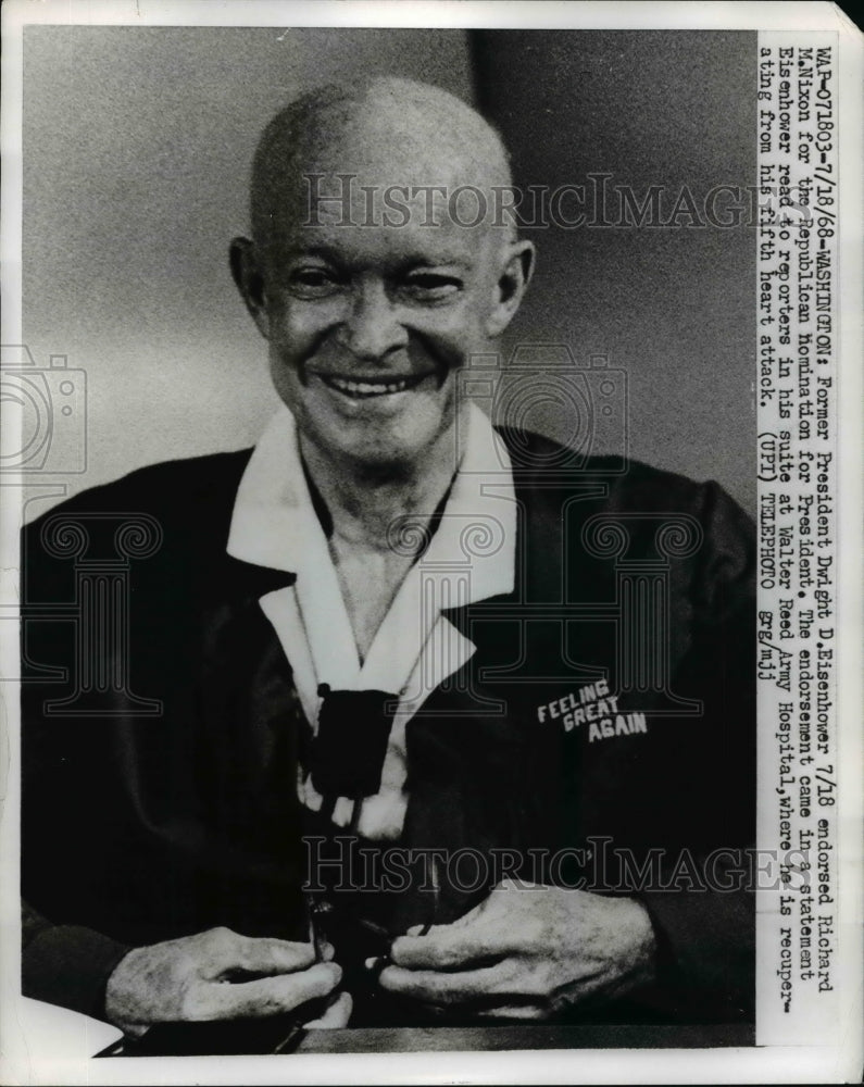 1968 Press Photo Former Pres. Eisenhower Endorses Richard Nixon for Repub. Can.