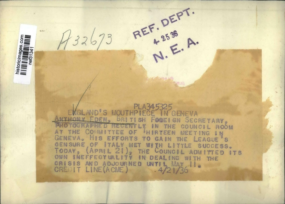 1936 Press Photo Anthony Eden in Geneva Trying to Gain League's Censure of Italy